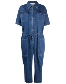short-sleeve denim jumpsuit