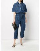 short-sleeve denim jumpsuit