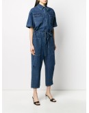 short-sleeve denim jumpsuit