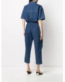 short-sleeve denim jumpsuit
