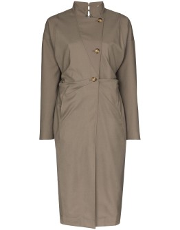 Lea asymmetric button midi dress