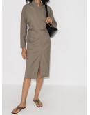 Lea asymmetric button midi dress