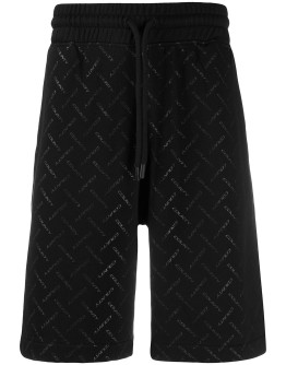 multi logo print track shorts