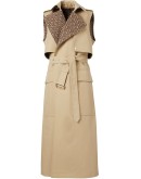sleeveless monogram-lined trench coat