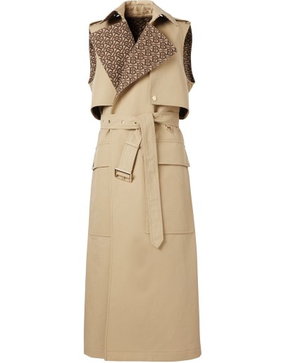 sleeveless monogram-lined trench coat