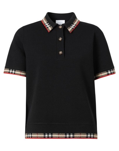 Check trim short-sleeve polo shirt