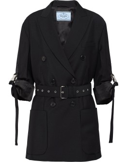 belted double-breasted blazer