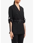 belted double-breasted blazer