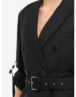 belted double-breasted blazer