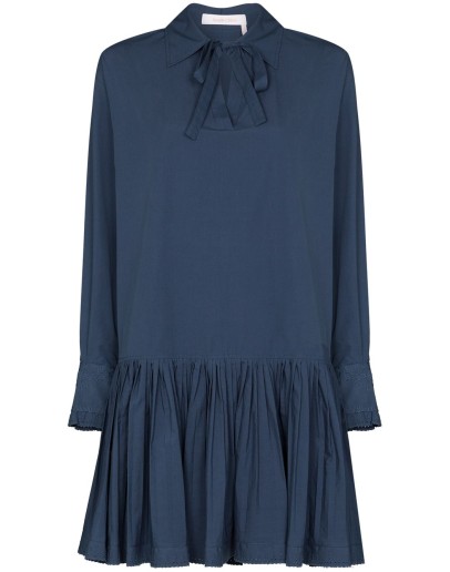 pussy-bow shift mini dress