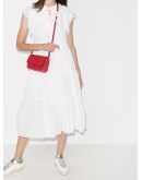 cap-sleeve tiered cotton midi dress