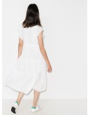 cap-sleeve tiered cotton midi dress