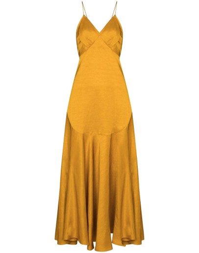 flared slip midi dress