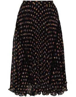floral-print pleated midi skirt