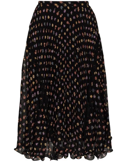 floral-print pleated midi skirt