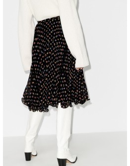 floral-print pleated midi skirt