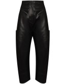 faux leather tapered trousers