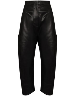 faux leather tapered trousers