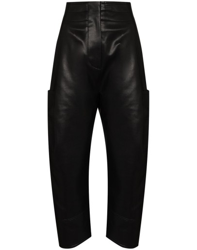 faux leather tapered trousers