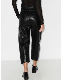faux leather tapered trousers