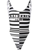striped logo swimsuit