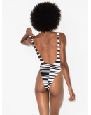 striped logo swimsuit