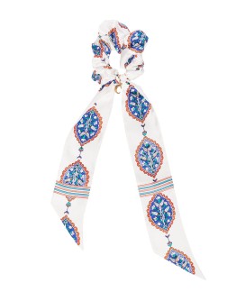 patterned ribbon-detail scrunchie