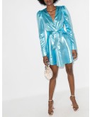 Emma belted lamé mini cocktail dress