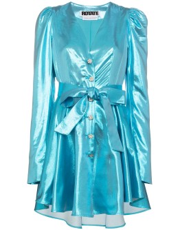 Emma belted lamé mini cocktail dress