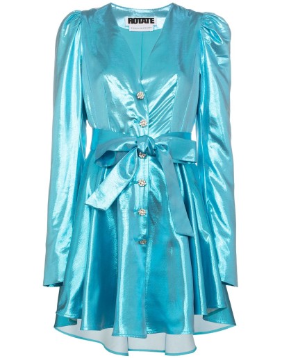 Emma belted lamé mini cocktail dress