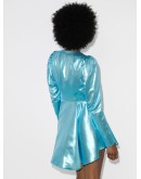 Emma belted lamé mini cocktail dress