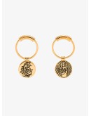 palm floral coin charm earrings