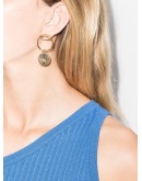palm floral coin charm earrings