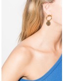 palm floral coin charm earrings