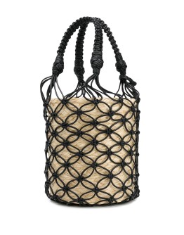 mesh straw bucket bag