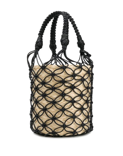 mesh straw bucket bag