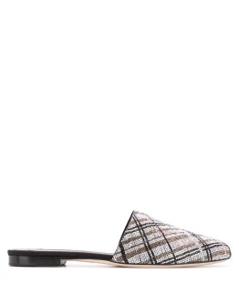 flat rhinestone mules