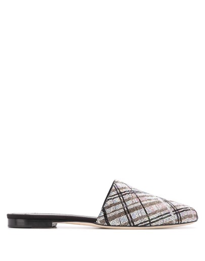 flat rhinestone mules