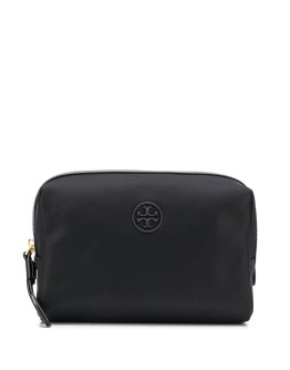 logo plaque makeup bag