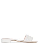 logo-embossed leather slides