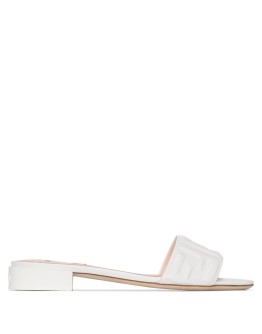 logo-embossed leather slides