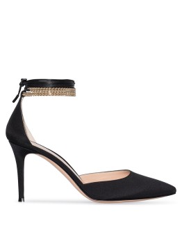 85mm chain-trim satin pumps