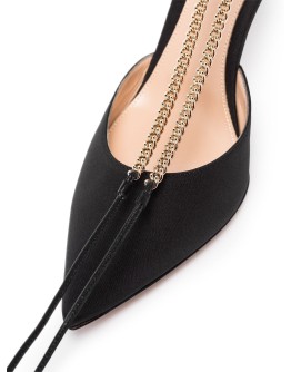 85mm chain-trim satin pumps