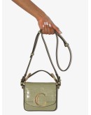C Ring crocodile-effect shoulder bag