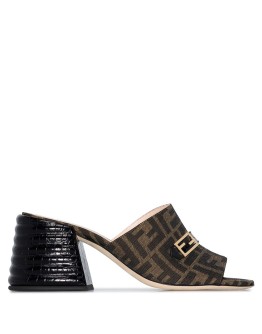 65mm buckled logo-print mules