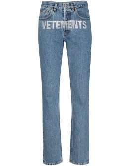 logo-embellished straight-leg jeans