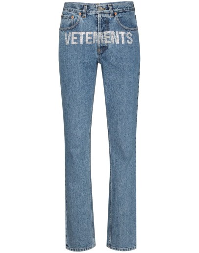 logo-embellished straight-leg jeans