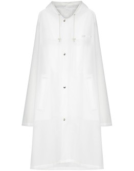 hooded logo-print raincoat
