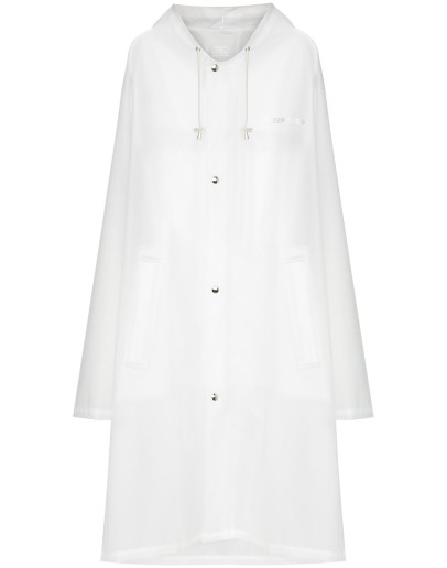 hooded logo-print raincoat