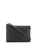 intrecciato woven messenger bag